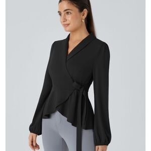 Halara Black Wrap Long Sleeve Top